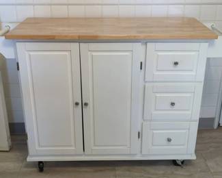  03 Rolling Kitchen Island with Butcher Block Top