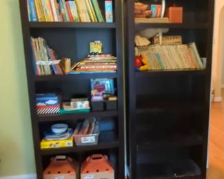 Pair of Dark Wood Bookshelves