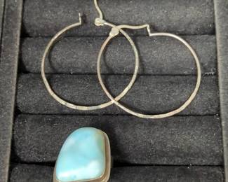  06 Sterling Earrings and Natural Stone Ring
