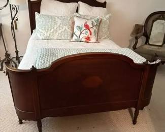 Antique Bed Frame with Curved Footboard