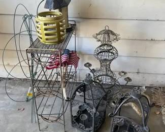 Metal MCM Plant Stand, Metal Outdoor Candle Holders, Other Outdoor Decor