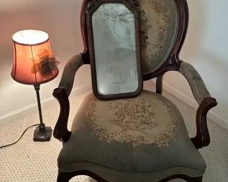 Antique Mirror And Chair