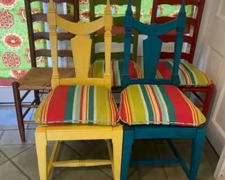 Five Colorful Wood Dining Chairs