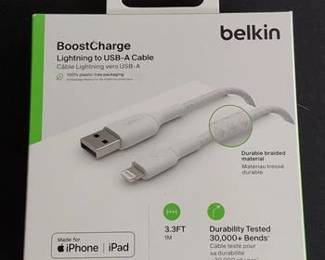 Belkin - BOOST↑CHARGE Braided USB-a to Lightning Cable 3.3ft - White