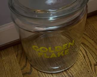 vintage Golden Flake advertising jar