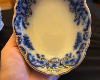 Flow Blue Porcelain Tureen Dish