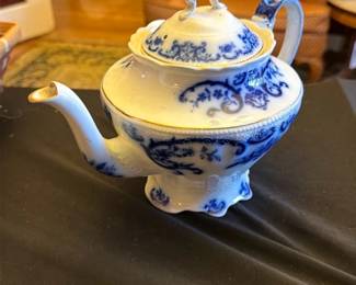 Flow Blue Porcelain Teapot