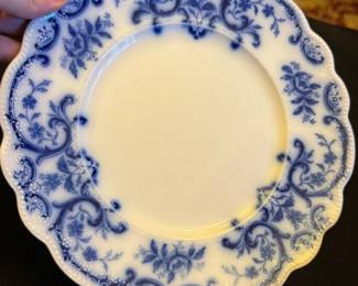 Blue Transferware Scalloped Plate