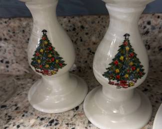 Jamestown China Christmas Candlesticks