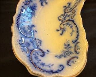 Blue Transferware Kidney Dish