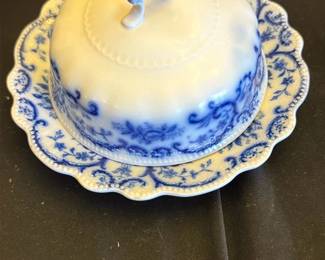 Blue Transferware Cheese Dish