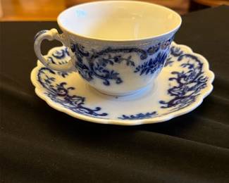 Blue Transferware Cup & Saucer