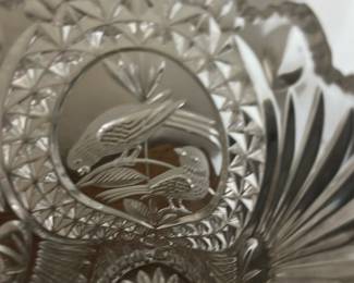 Vintage Hofbauer Byrdes Lead Crystal Vas — This vintage Hofbauer Byrdes lead crystal vase is a stunning example of German craftsmanship, featuring intricate cut crystal designs including distinctive bird motifs. Made from high-quality lead crystal, it showcases clear, radiant glasswork with detailed etching and classic scalloped edges. Measuring approximately 9 inches in height and 6 inches in diameter, this elegant vase is perfect for decorative display in any bedroom or living space. The vase is in excellent condition with no visible chips or cracks, preserving its vintage charm and value. Crafted in Germany, it represents fine European crystal ware from a renowned maker.