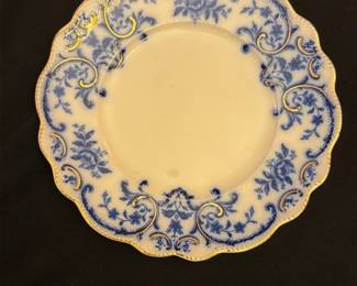 Blue & Gold Scalloped Dinner Plate