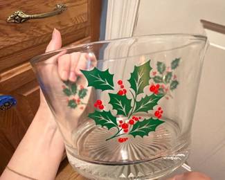 Glass Holly Berry Holiday Bowl