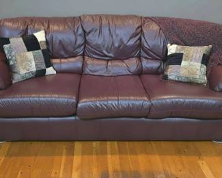 Maroon Leather Sofa