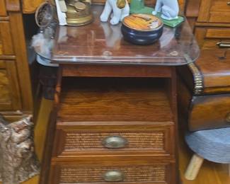 Antique QuarterSawn Oak RollTop Desk with Side Cabinet