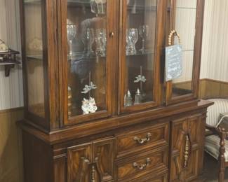 Vintage Thomasville French Provincial Oak China Cabinet