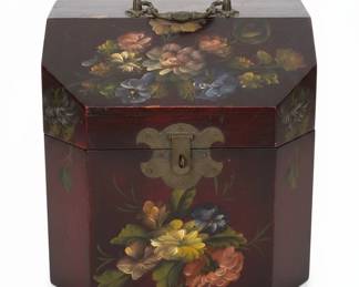 HandPainted Floral Hexagonal Lacquer Box