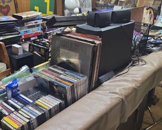 Assorted Lot of Vinyl Records, CDs, Cassette Tapes, and DVDs