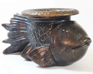 Fish Planter or Cachepot with Faux Bronze Finish