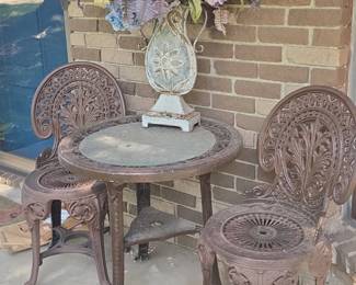 Cast Iron Rose Bistro Set