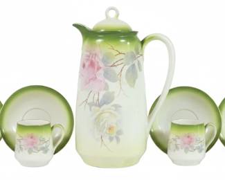 Vintage RS Germany Hand Painted Floral Rose Coffee Set
