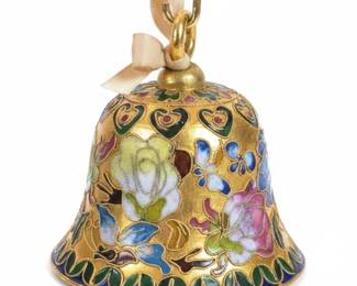 Vintage Cloisonn Floral Bell Ornament