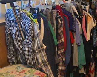 Assorted Mens Clothing and Accessories on Rack