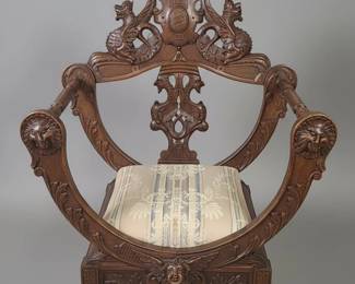 Renaissance Revival Figural Throne Chair