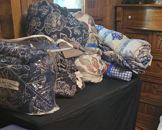 Blue and White Quilt Set with Decorative Pillows