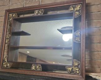 Ornate Mirrored Wall Shelf with Decorative Accents