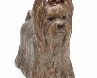 Vintage Stone Critters Yorkshire Terrier Figurine with Red Bow