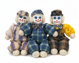 Vintage Porcelain Clown Dolls Set of