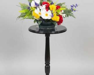Black Lacquered Pedestal Plant Stand with Tripod Base