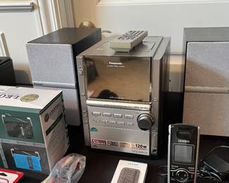 Panasonic stereo system and speakers, Leotec portable radio