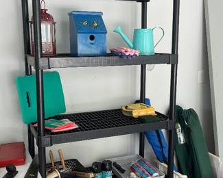 Garden tools, storage shelf
