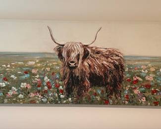 Stupell Industries Highland Cow Meadow Framed Giclee Print by Sally Swatland