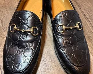 Gucci Jordaan GG Embossed Leather Horsebit Loafers