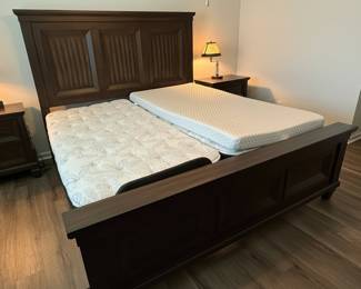 King Size Modern Wood Bedframe with Flex-A-Bed Adjustable Mattresses