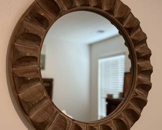 Carved Wood Cog Frame Mirror