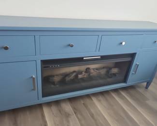Blue Electric Fireplace Media Console