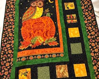 Autumn Harvest Owl and Pumpkin Quilt Wall Hangings