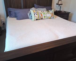 Dark Wood Panel Bed Frame