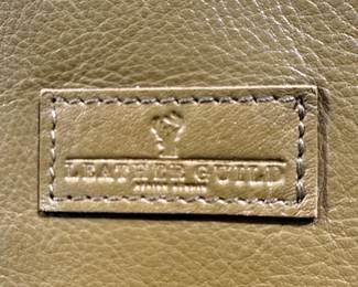 Leather Guild Olive Leather and Plaid Handbag