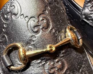Gucci Jordaan GG Embossed Leather Horsebit Loafers