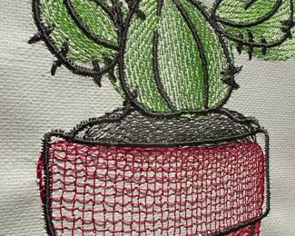 Machine Embroidered Botanical Shadow Box Art