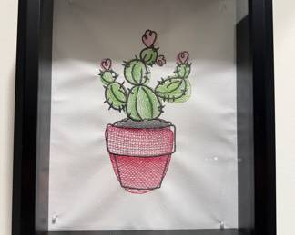 Machine Embroidered Botanical Shadow Box Art