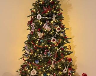 Balsam Hill BH Noble Fir Narrow 6.5' Christmas Tree and Member's Mark Plush Gnome Set