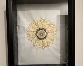 Machine Embroidered Botanical Shadow Box Art